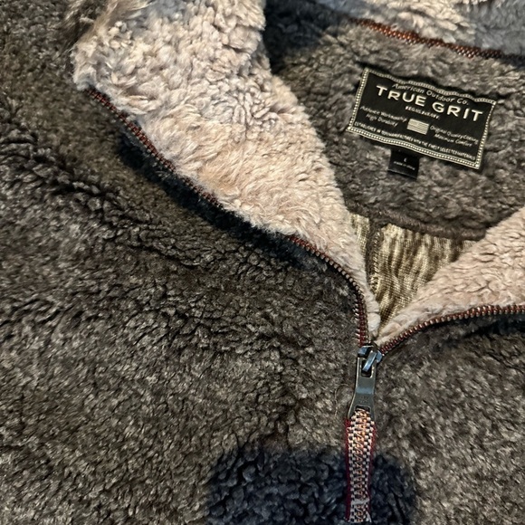 TRUE GRIT SHERPA GRAY/ARTIC WHITE 1/4 ZIP PULLOVER SIZE LARGE - Picture 3 of 4